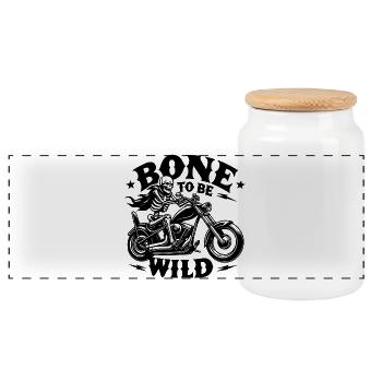 Bone to be Wild - Panorama Keksdose mit Holzdeckel - Weiß - Vorne