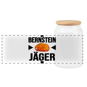 Bernstein Jäger - Für Sammler mit Erfolg - Panorama Keksdose mit Holzdeckel - Weiß - Vorne