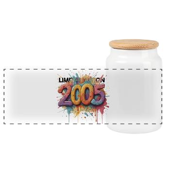 2005 Limitierte Edition Farbexplosion Graffiti - Panorama Keksdose mit Holzdeckel - Weiß - Vorne