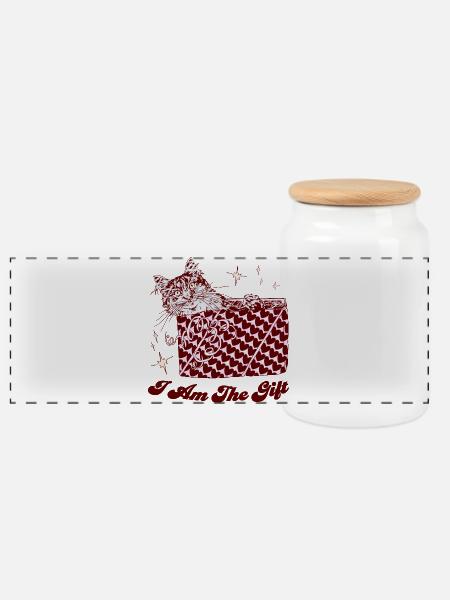 I AM THE GIFT - Panoramic Cookie Jar with Wooden Lid - white