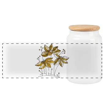 Blumen - Panorama Keksdose mit Holzdeckel - Weiß - Vorne
