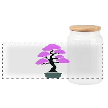 Silhouette de bonsaï à canopée rose - Boîte à biscuits avec couvercle en bois - blanc - Devant