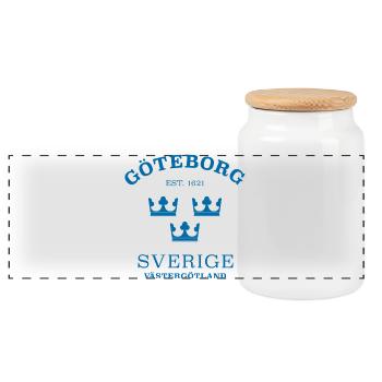 Göteborg, Sverige, Suède - Boîte à biscuits avec couvercle en bois - blanc - Devant