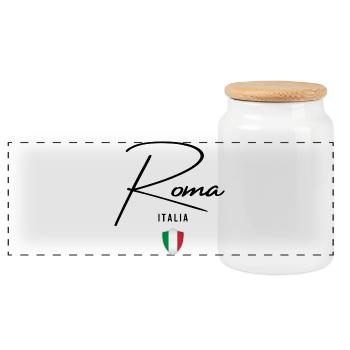 Elegantes Design Rom, ich liebe Rom - Panorama Keksdose mit Holzdeckel - Weiß - Vorne