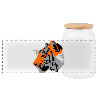 Tiger - Panorama Keksdose mit Holzdeckel - Weiß - Vorne