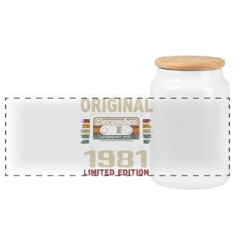 Cadeau D'anniversaire Décembre 1981 - Boîte à biscuits avec couvercle en bois - blanc - Devant