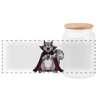 Süßer Halloween Vampir Eichhörnchen Cartoon - Panorama Keksdose mit Holzdeckel - Weiß - Vorne