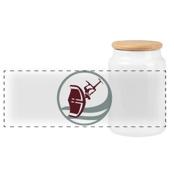 Wingfoil Action Silhouette - Panoramic Cookie Jar with Wooden Lid - white - Front