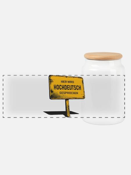 Hier wird Hochdeutsch gesprochen  - Panorama Keksdose mit Holzdeckel - Weiß