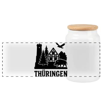 Silhouette Thuringe - Boîte à biscuits avec couvercle en bois - blanc - Devant