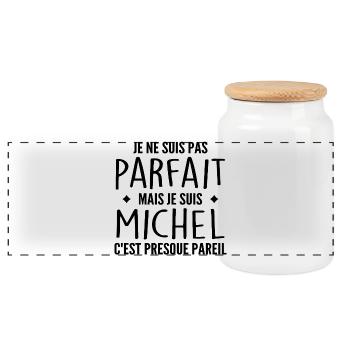 Michel Un Prénom, Une Attitude L’Humour Michel - Boîte à biscuits avec couvercle en bois - blanc - Devant