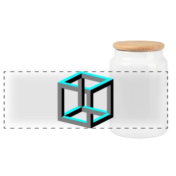 Cube - Panoramic Cookie Jar with Wooden Lid - white - Front