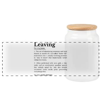 Départ d’un collègue : Humour d’adieu au bureau - Boîte à biscuits avec couvercle en bois - blanc - Devant
