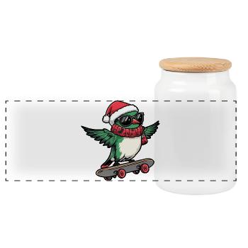 Colibri Oiseau Noël Drôle - Boîte à biscuits avec couvercle en bois - blanc - Devant