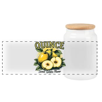Quitte Vintage - Panorama Keksdose mit Holzdeckel - Weiß - Vorne