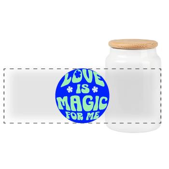 Love is like magic, like a beautiful spell - Panoramic Cookie Jar with Wooden Lid - white - Front