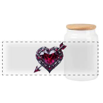 Ruby heart - Panoramic Cookie Jar with Wooden Lid - white - Front