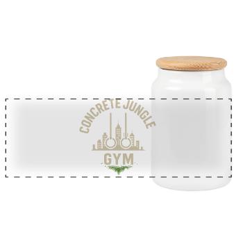 Gymnase de jungle en béton - Boîte à biscuits avec couvercle en bois - blanc - Devant