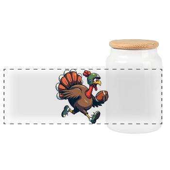 Thanksgiving Football Truthahn - Panorama Keksdose mit Holzdeckel - Weiß - Vorne