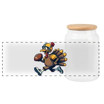 Thanksgiving Football Truthahn - Panorama Keksdose mit Holzdeckel - Weiß - Vorne