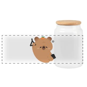 Trajet fatigué de Capybara - Boîte à biscuits avec couvercle en bois - blanc - Devant