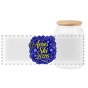 Après Ski 2026 Party - Panoramic Cookie Jar with Wooden Lid - white - Front