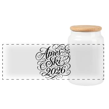Après-ski 2026 - Boîte à biscuits avec couvercle en bois - blanc - Devant