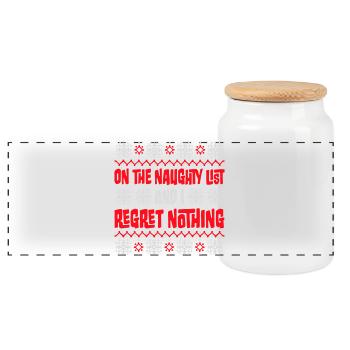 Sur la liste des vilains et ne regrette rien XMas Spruch - Boîte à biscuits avec couvercle en bois - blanc - Devant