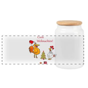 Coole Weihnachten  - Panorama Keksdose mit Holzdeckel - Weiß - Vorne