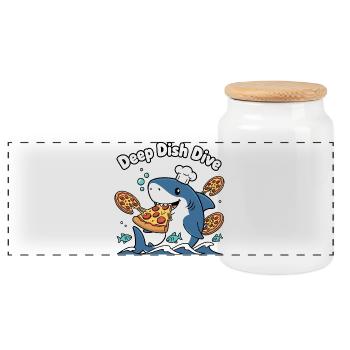Deep Dish Plongée Shark Chef - Boîte à biscuits avec couvercle en bois - blanc - Devant