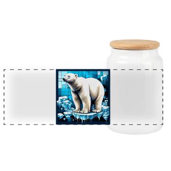 Eisbär - Panorama Keksdose mit Holzdeckel - Weiß - Vorne