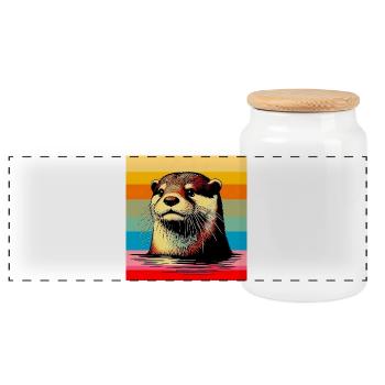 Otter - Panorama Keksdose mit Holzdeckel - Weiß - Vorne