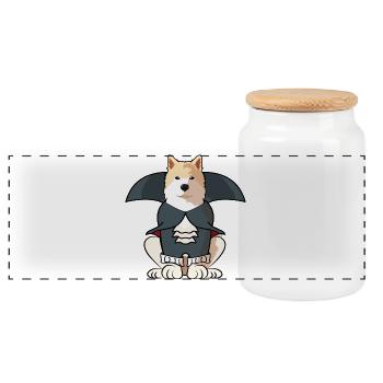 Hokkaido Halloween Vampire Chien Costume Animal de compagnie Cosplay - Boîte à biscuits avec couvercle en bois - blanc - Devant