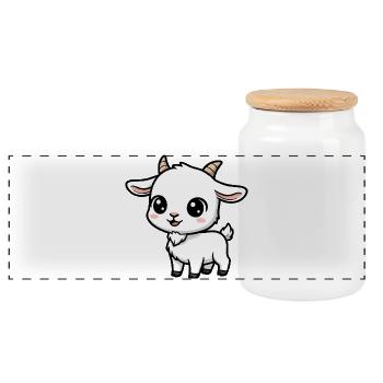 Kawaii Kid Figurine - Panoramic Cookie Jar with Wooden Lid - white - Front