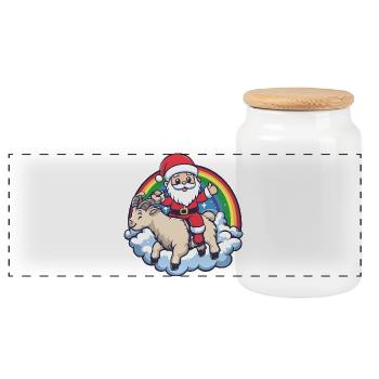 Bergziege Weihnachtsmann Weihnachten - Panorama Keksdose mit Holzdeckel - Weiß - Vorne
