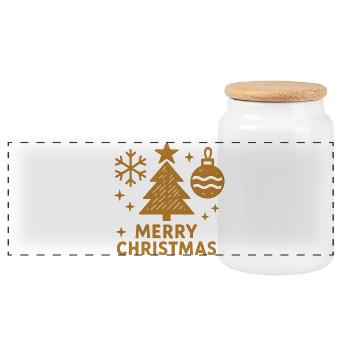 MERRY CHRISTMAS  - Panorama Keksdose mit Holzdeckel - Weiß - Vorne