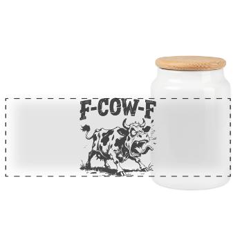 Vache en colère humour sarcastique T-shirt - Boîte à biscuits avec couvercle en bois - blanc - Devant