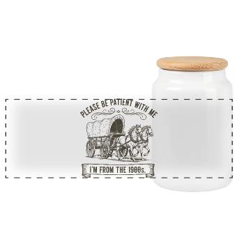 Please bear with me, I come from the - Panoramic Cookie Jar with Wooden Lid - white - Front