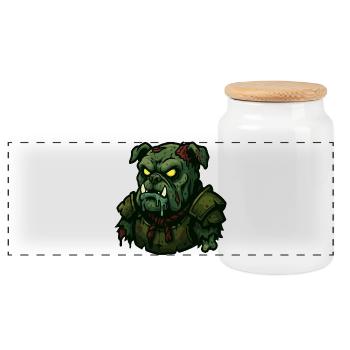 Undead Bulldog Warrior - Panoramic Cookie Jar with Wooden Lid - white - Front