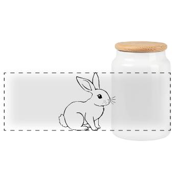 Bunny Rabbit T-shirt Gift - Panoramic Cookie Jar with Wooden Lid - white - Front