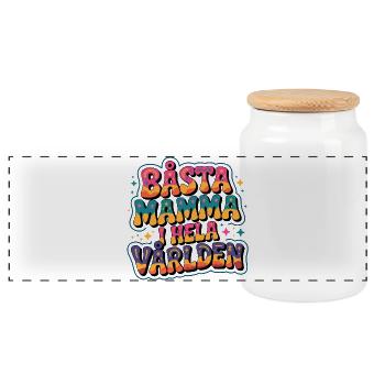 Best mom in the whole world - Panoramic Cookie Jar with Wooden Lid - white - Front