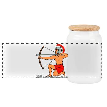 Zodiac sign Sagittarius - Panoramic Cookie Jar with Wooden Lid - white - Front