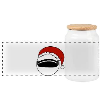 Weihnachtsmann   Helm  - Panorama Keksdose mit Holzdeckel - Weiß - Vorne