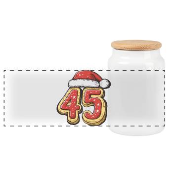 45 Number Cookie Christmas - Panoramic Cookie Jar with Wooden Lid - white - Front