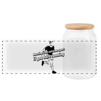 Running is an extreme sport if you hate running - Panoramic Cookie Jar with Wooden Lid - white - Front