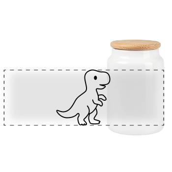 Dino / Dinosaure - Boîte à biscuits avec couvercle en bois - blanc - Devant
