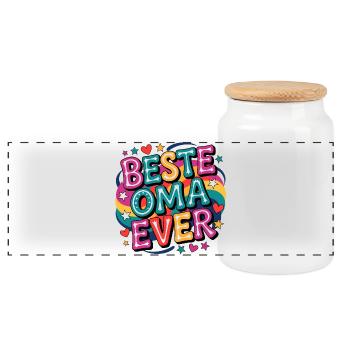 Best Grandma Ever - Panoramic Cookie Jar with Wooden Lid - white - Front