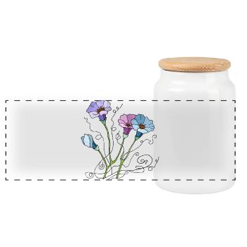 Fleur - Boîte à biscuits avec couvercle en bois - blanc - Devant