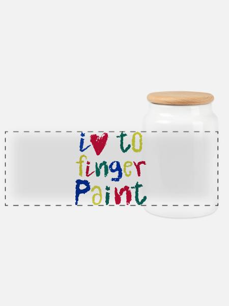 Ich liebe Fingerfarben | Malspaß Design Kinder - Panorama Keksdose mit Holzdeckel - Weiß