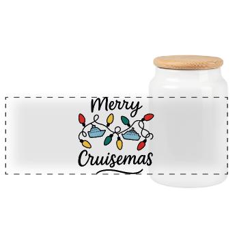 Merry Cruisemas Croisière familiale Noël - Boîte à biscuits avec couvercle en bois - blanc - Devant